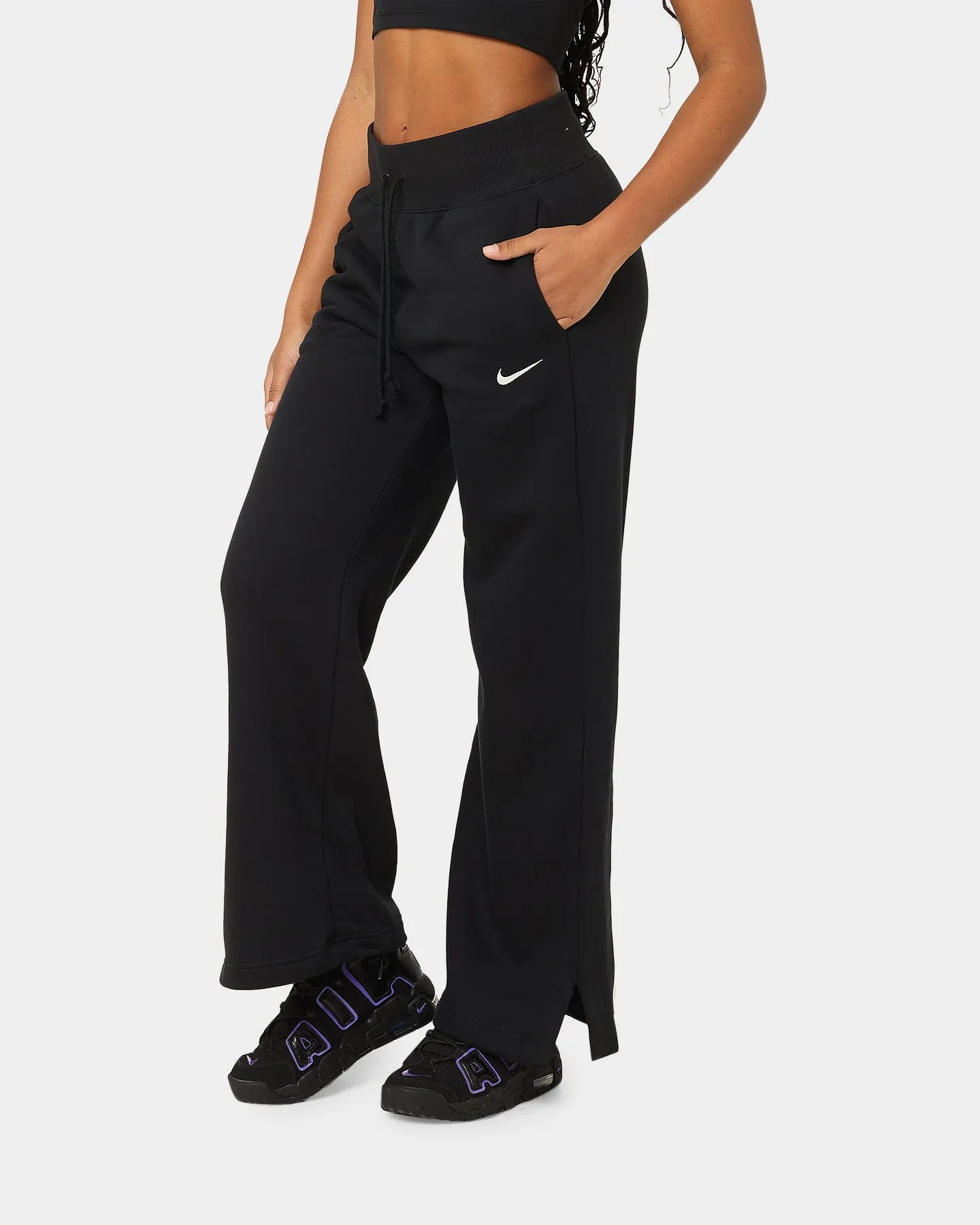 Nike Women's Sportswear Phoenix Fleece High Waisted Wide Leg Sweat Pants Black/Sail