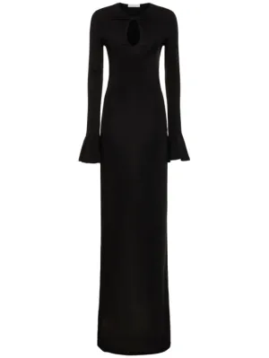 Nina Ricci   Flared cuff cutout jersey long dress 