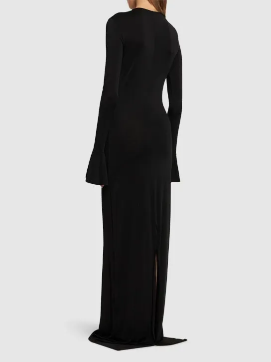 Nina Ricci   Flared cuff cutout jersey long dress 