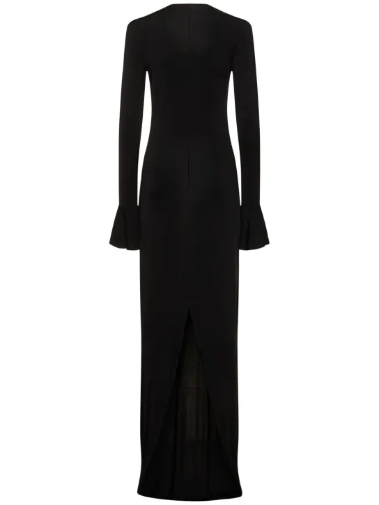 Nina Ricci   Flared cuff cutout jersey long dress 