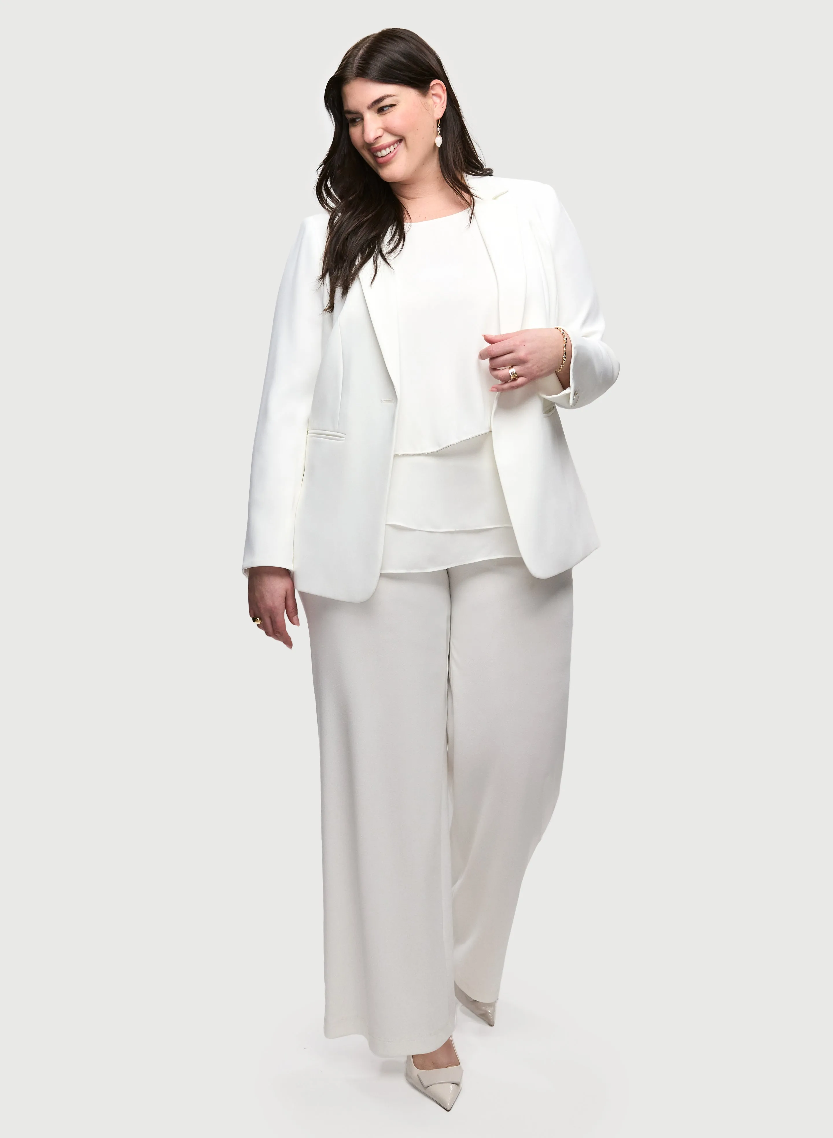 Notch Collar Blazer & Flared Pull-On Pants