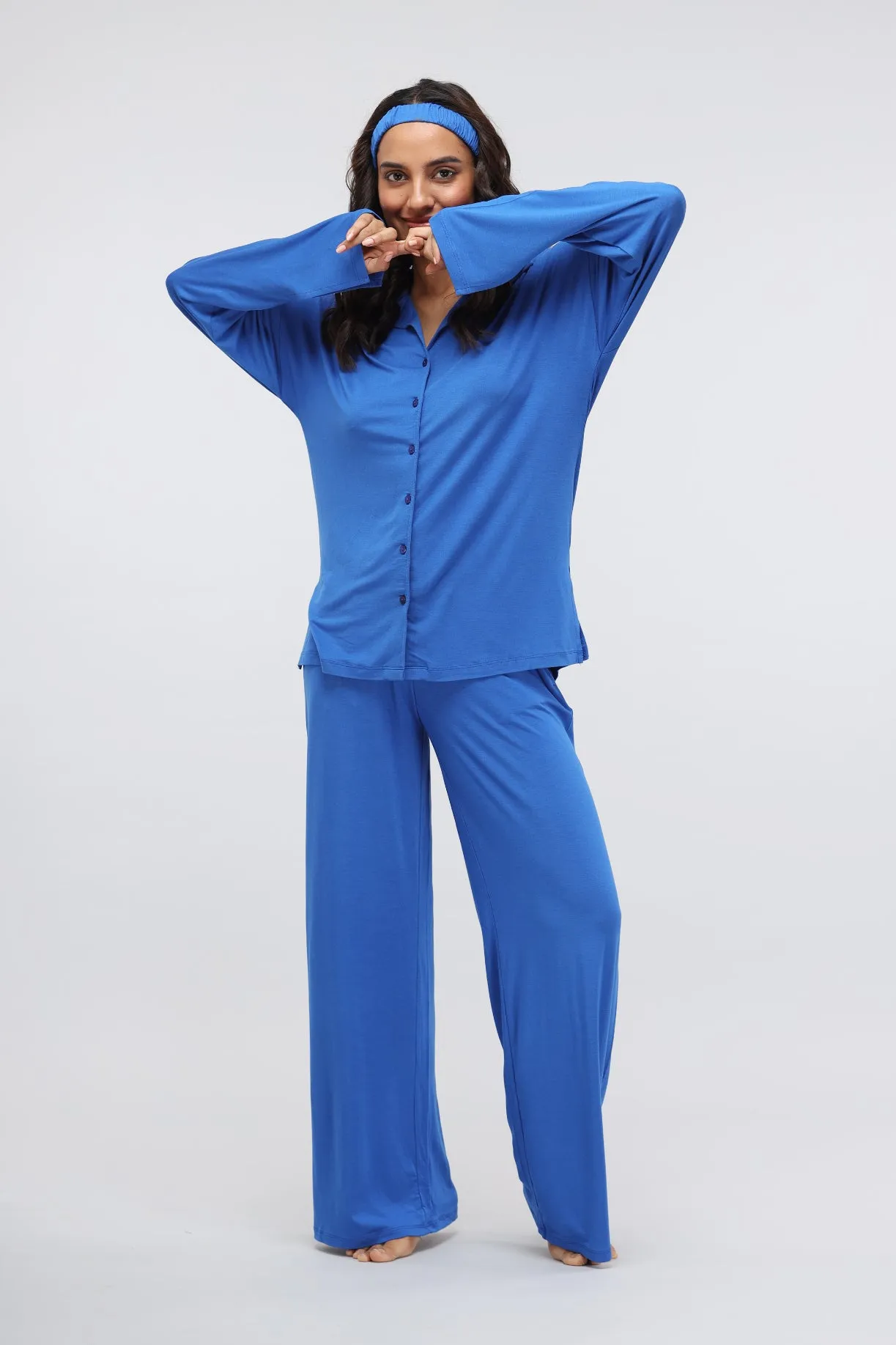 Olympian Blue Modal Flared Lounge Pant