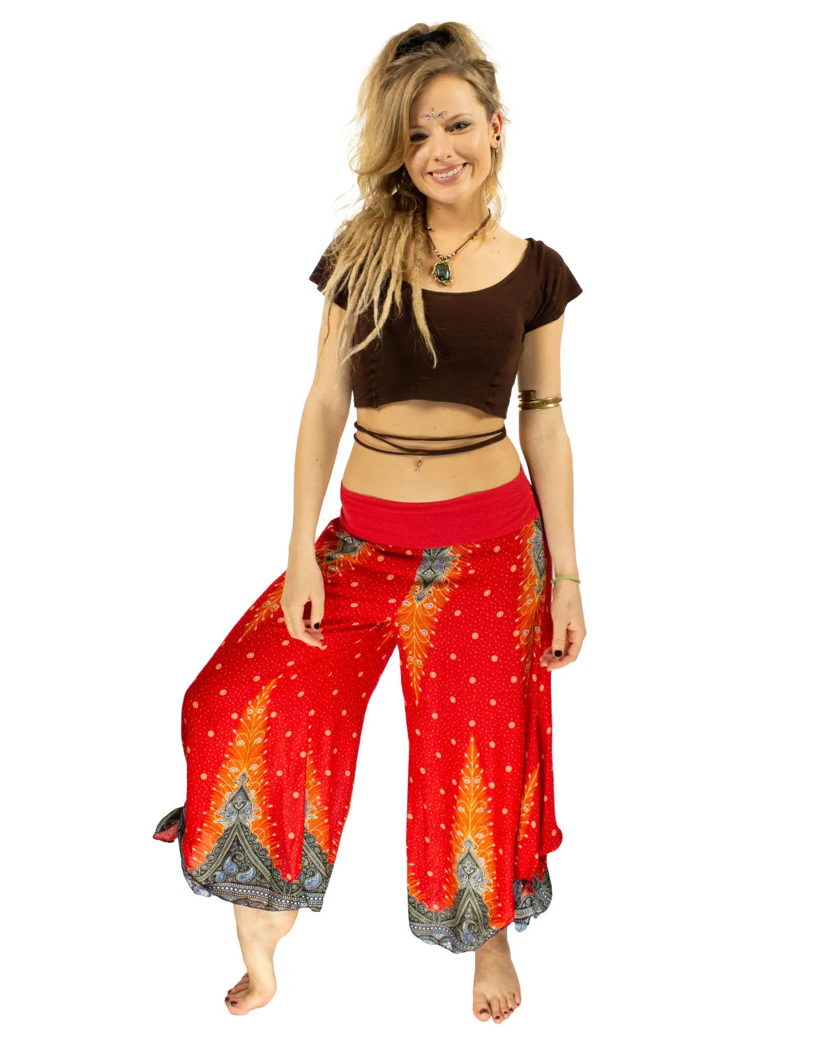 PALAZZO HAREM HIGH CROTCH PANTS RED