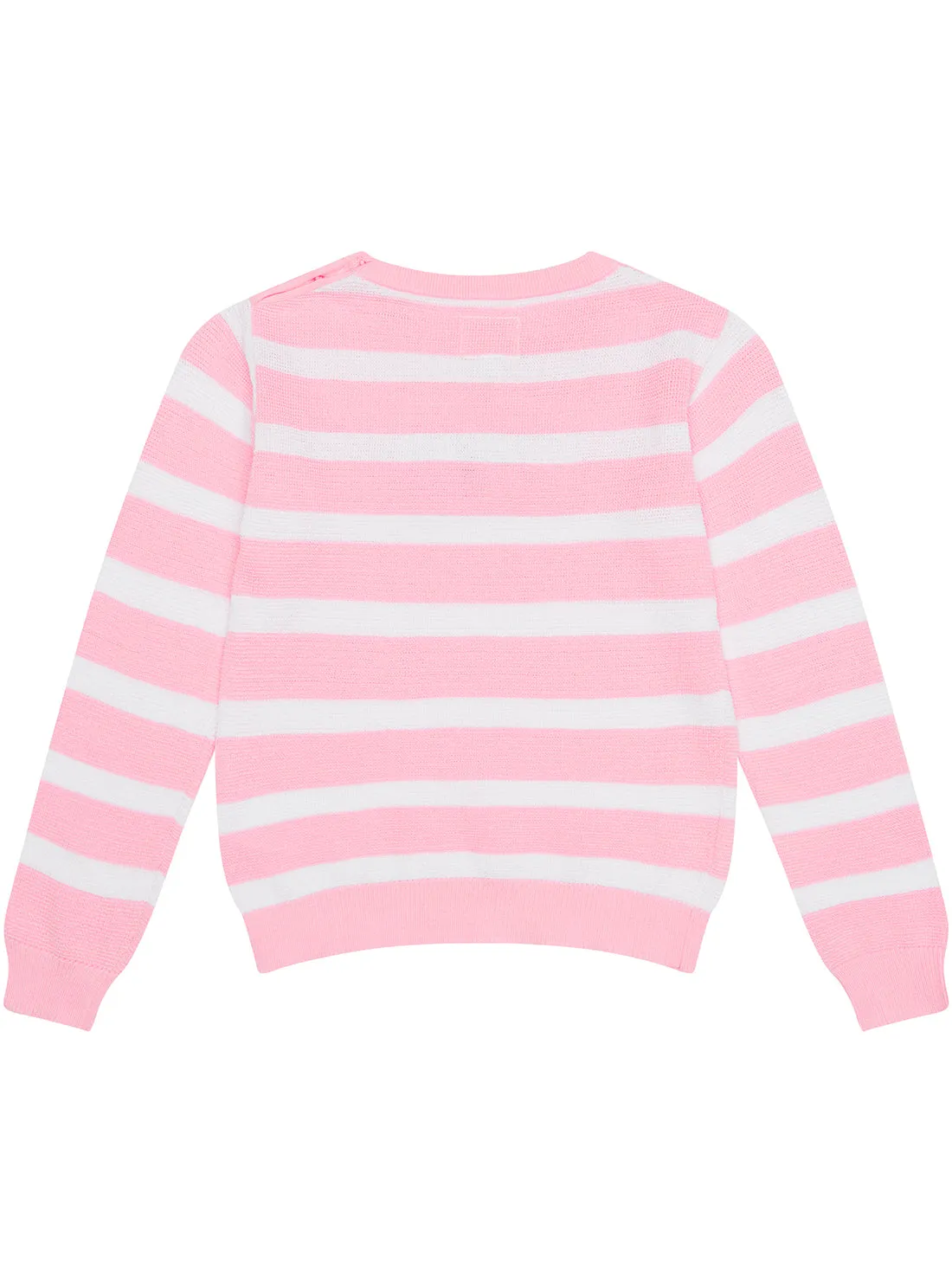 Pink White Stripes Long Sleeve Jumper (2-7)