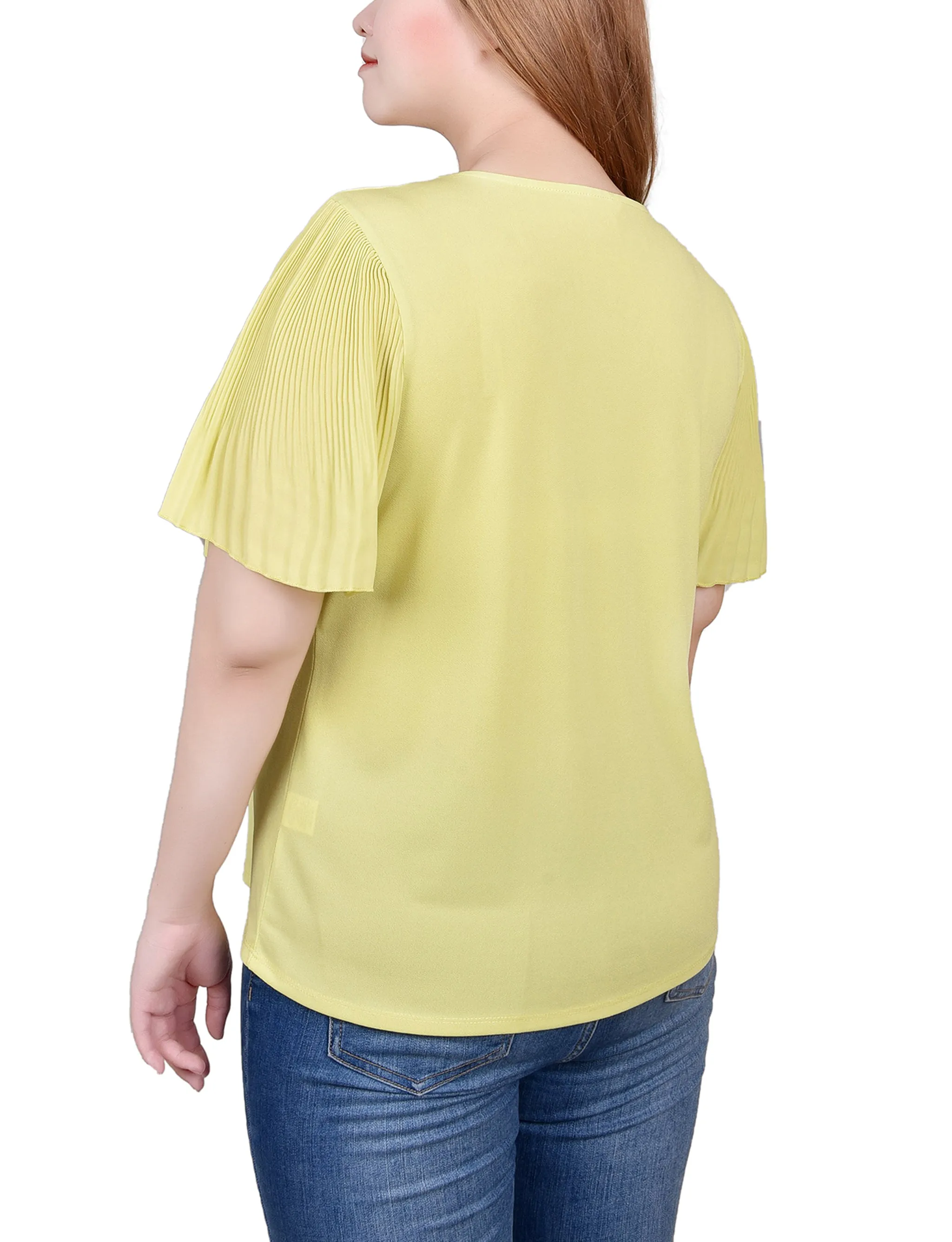 Pleated-Sleeve Top