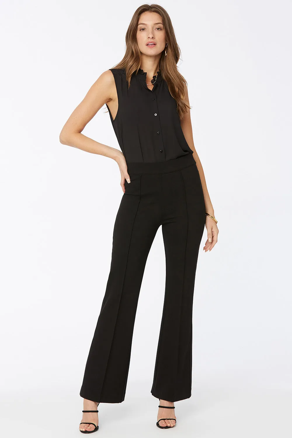 Pull-On Flared Pants - Black