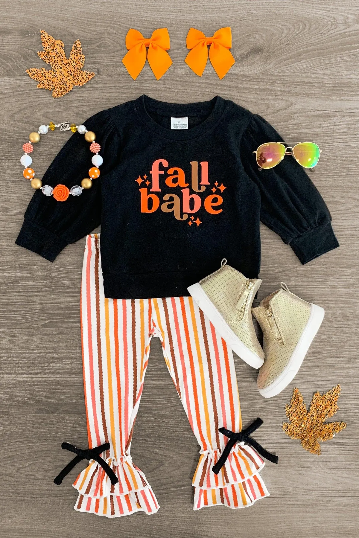 "Fall Babe" Striped Pant Set