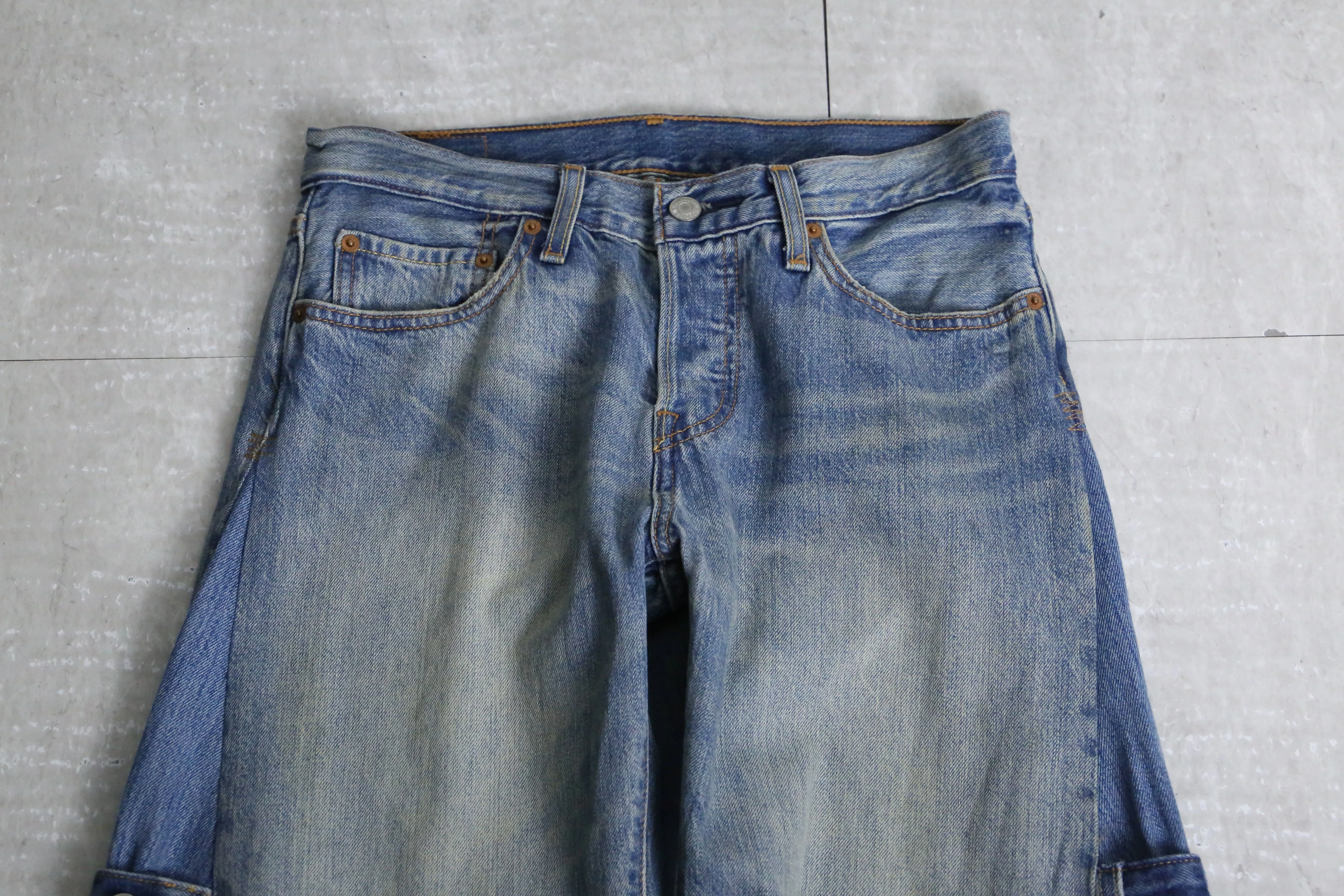 "Re:make" hole design flare denim pants