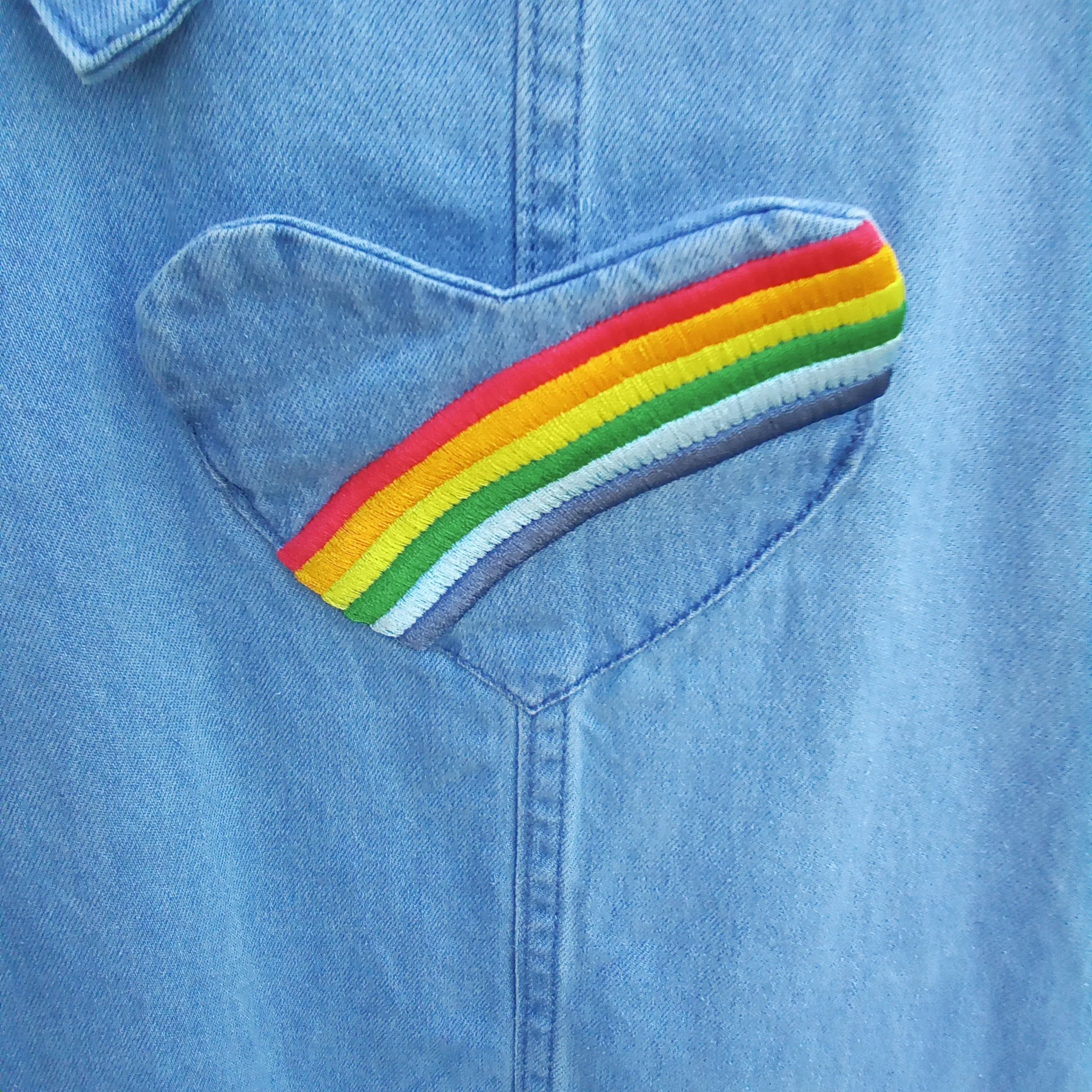 Rainbow Denim Jumper Dress | Bonnie Baby