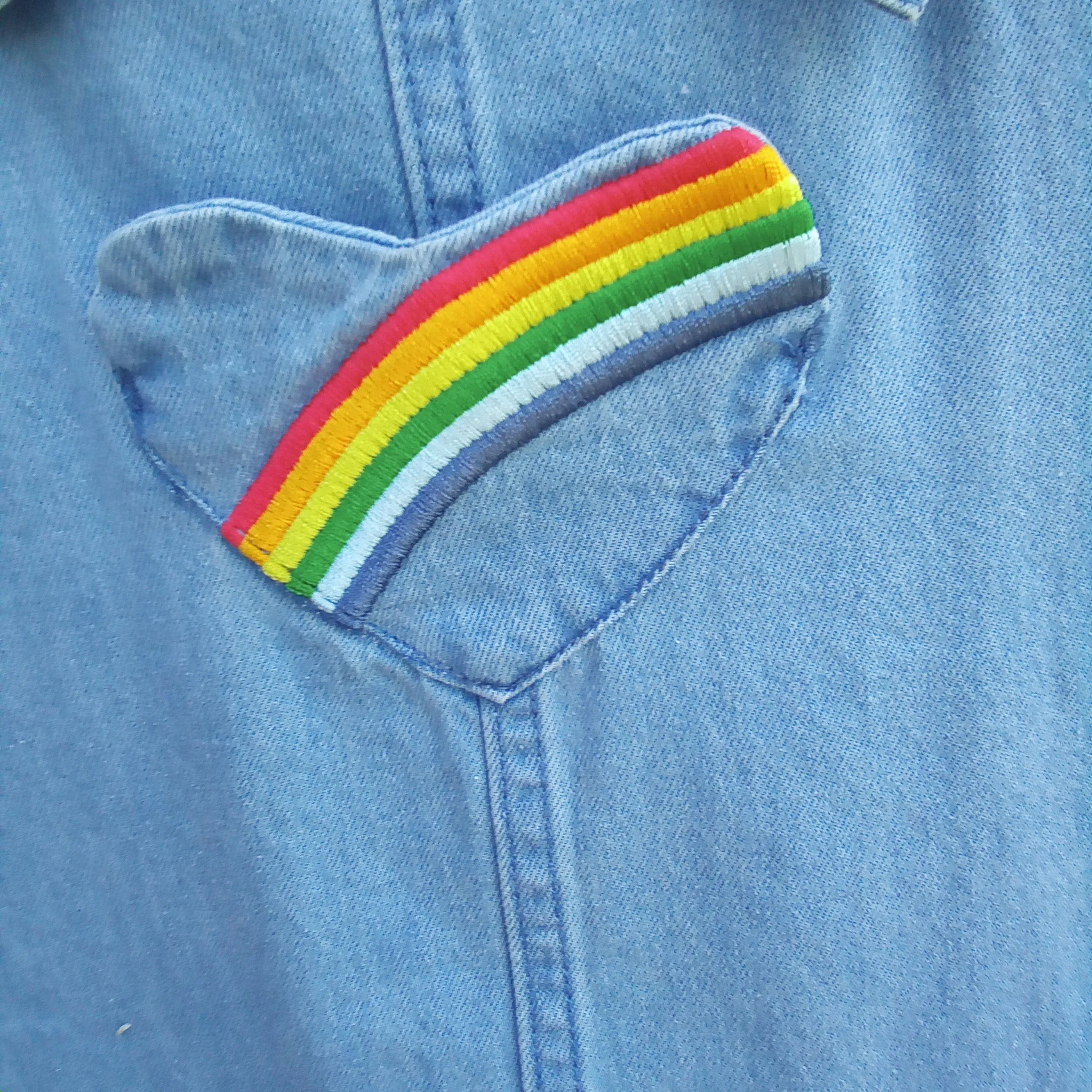 Rainbow Denim Jumper Dress | Bonnie Baby