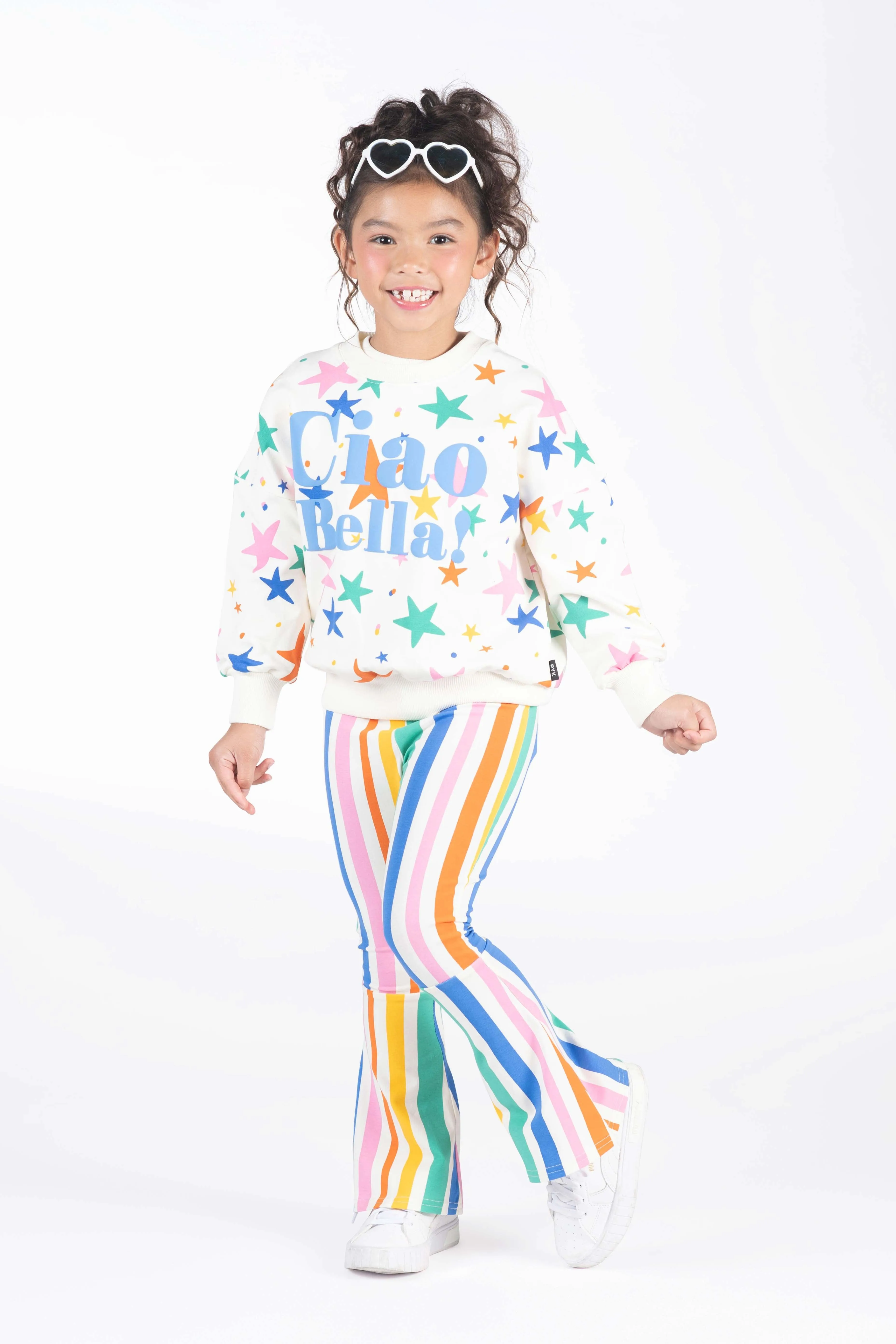 Rainbow Stripes High Waisted Flared Pants