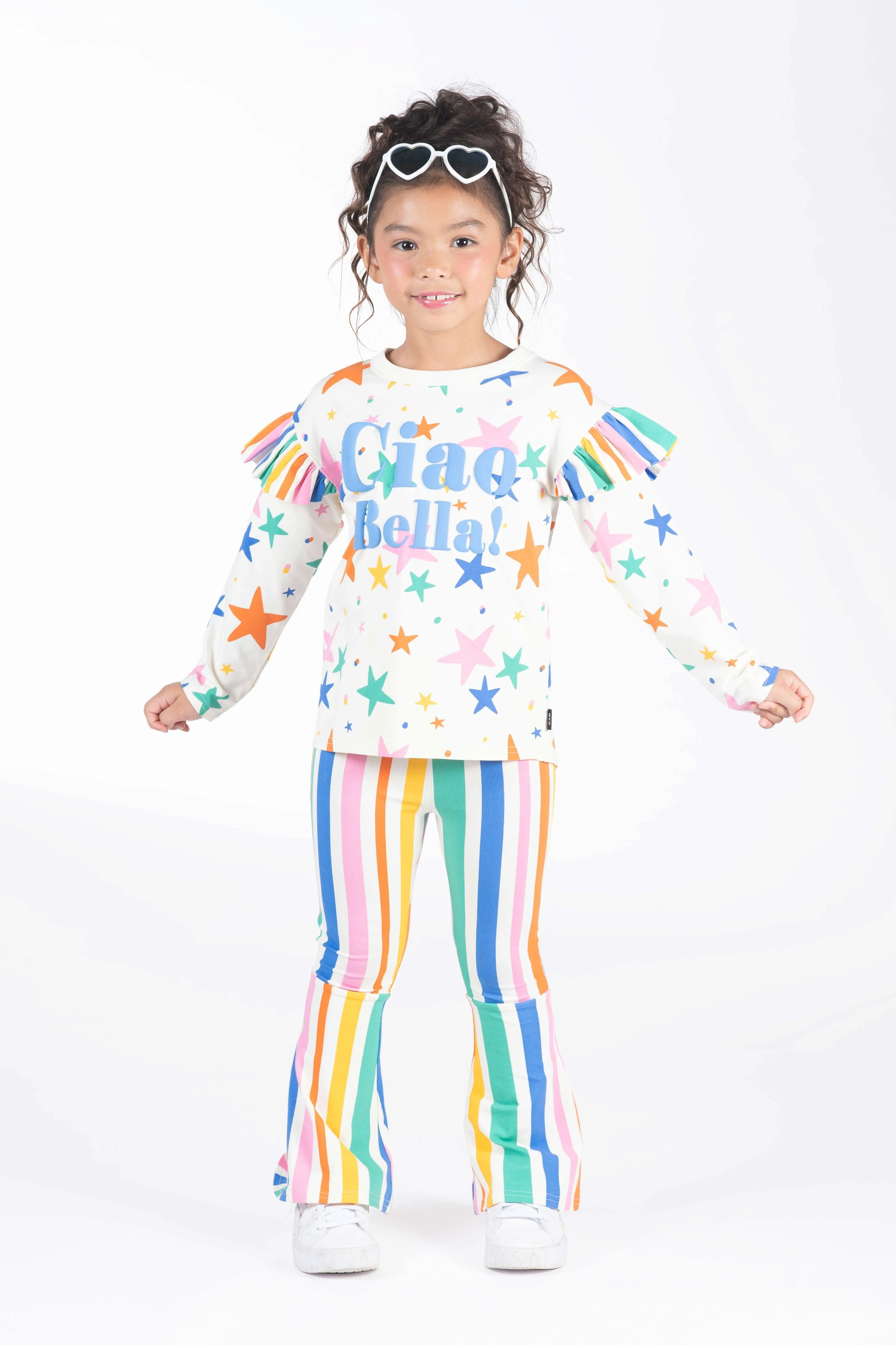 Rainbow Stripes High Waisted Flared Pants