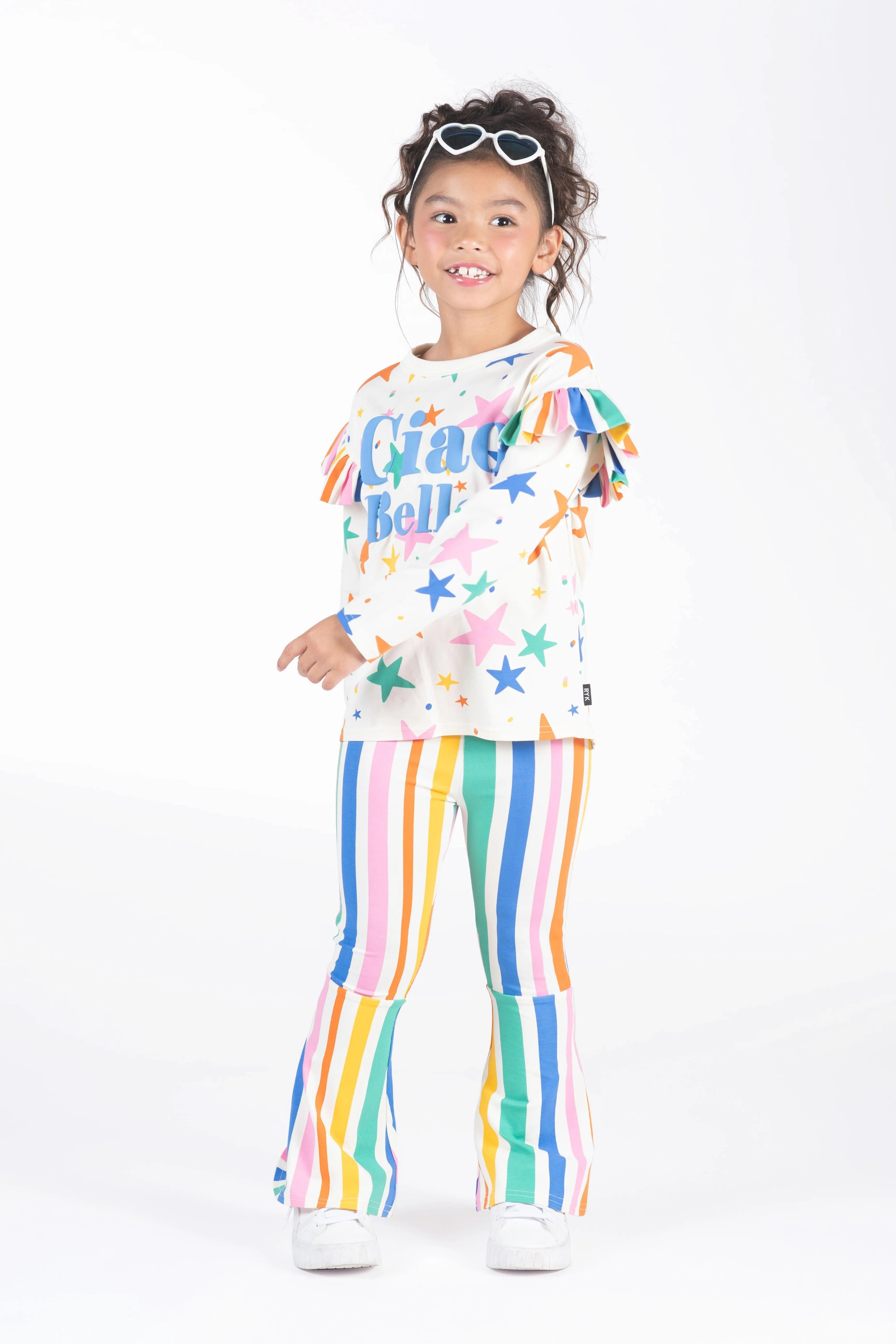 Rainbow Stripes High Waisted Flared Pants