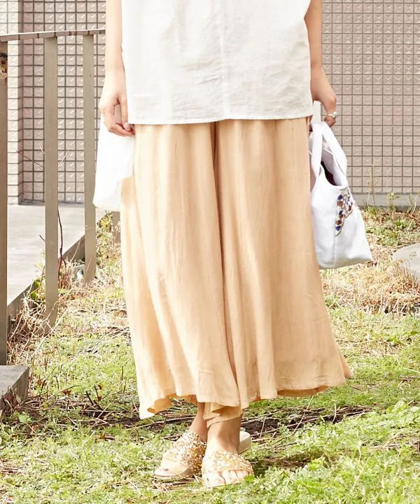 Rayon Crepe Flare Wide Leg Pants