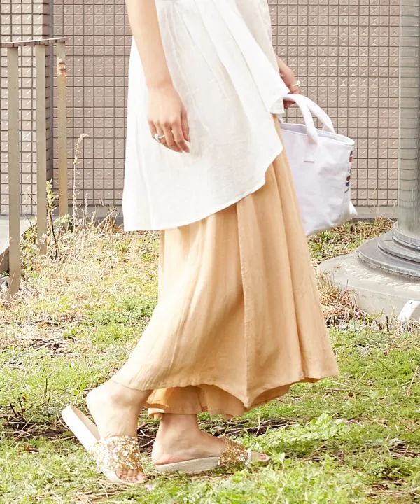 Rayon Crepe Flare Wide Leg Pants