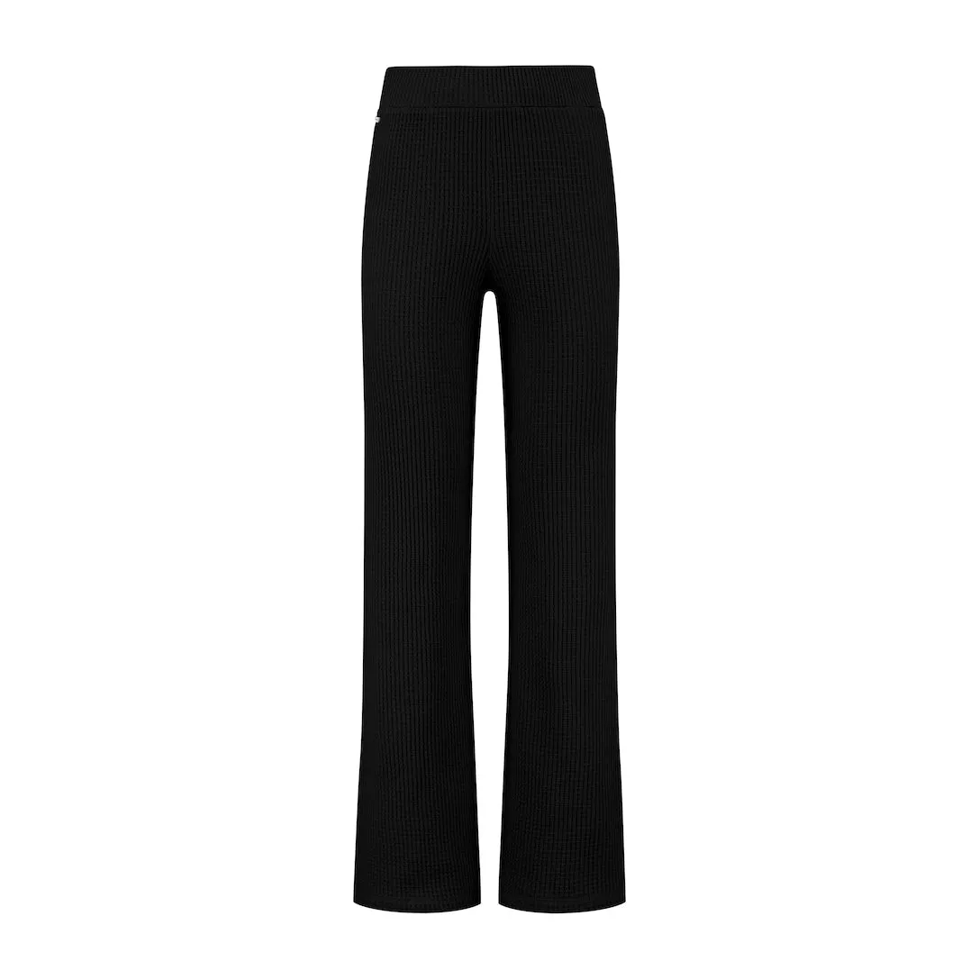 Relaxed fit structured flared pants - Black