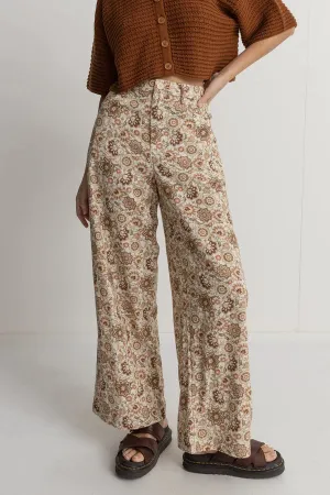 RHYTHM Women's Raya Paisley Wide Leg Pant Natural