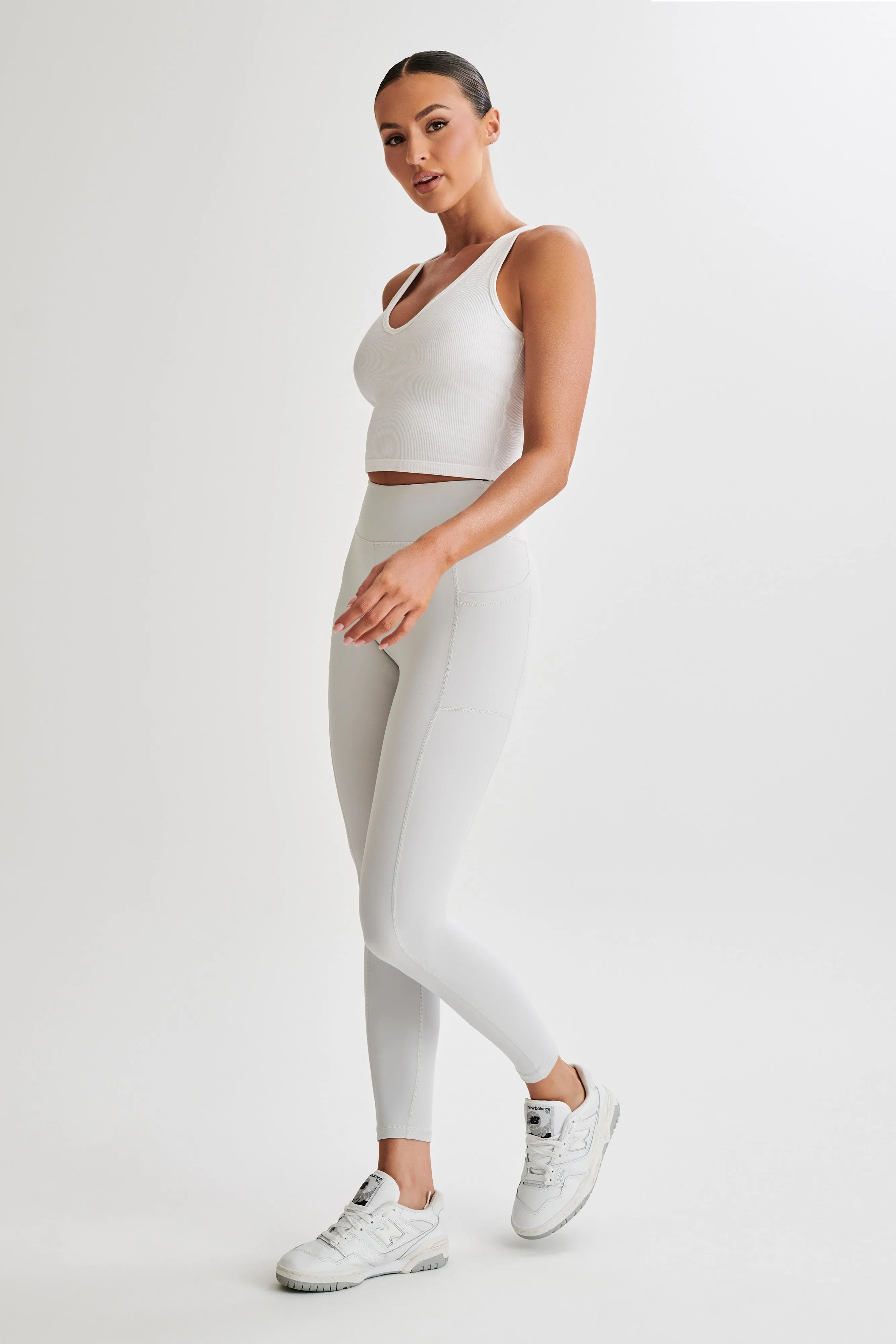 Rory Ribbed Yoga Top - White