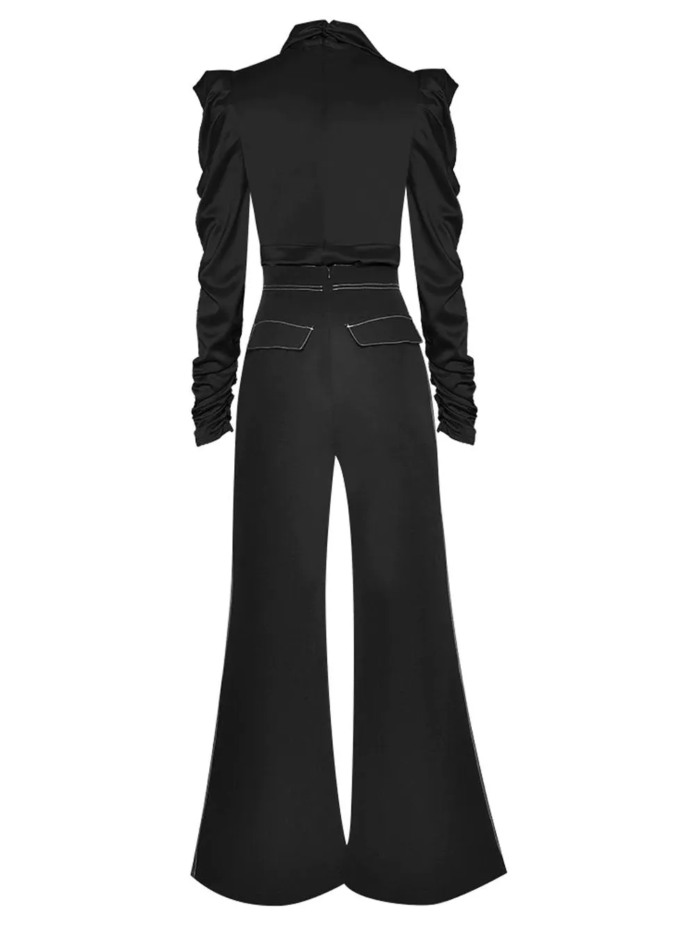 Ruched Blouse & Flared Pants Set