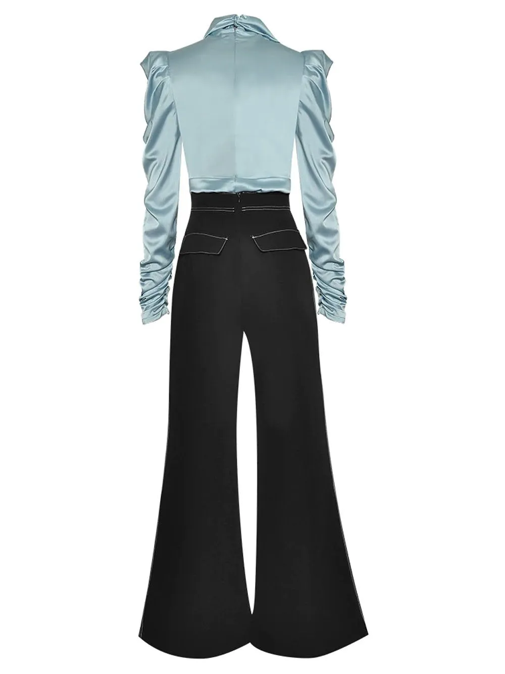 Ruched Blouse & Flared Pants Set