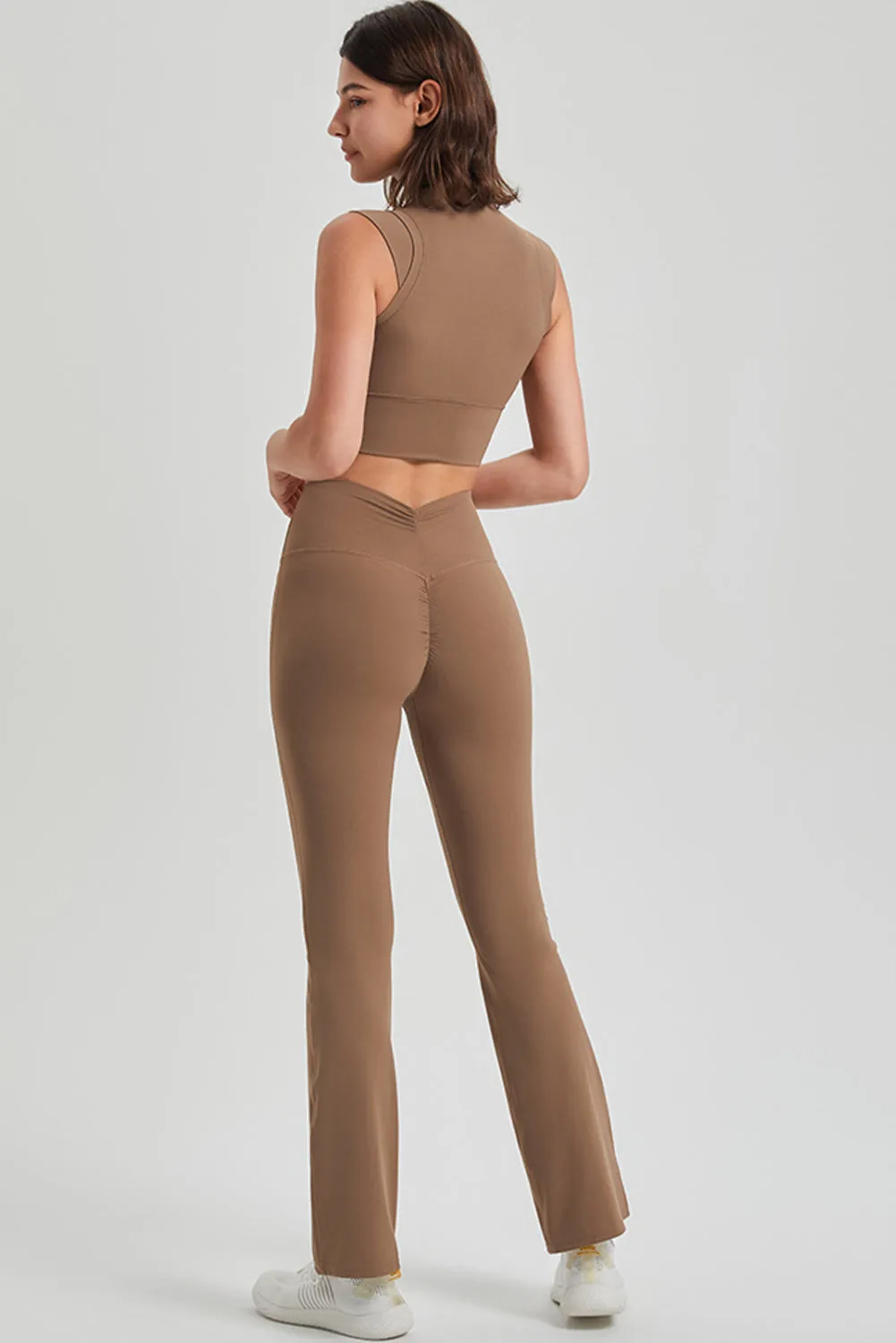 Ruched High Waist Butt Lift Sports Flared Pants