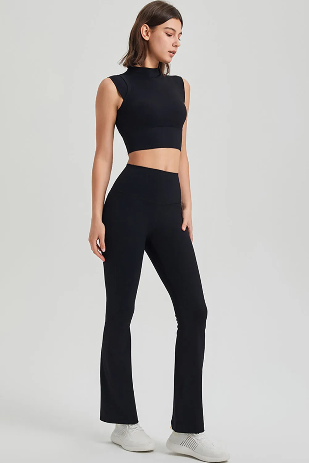 Ruched High Waist Butt Lift Sports Flared Pants