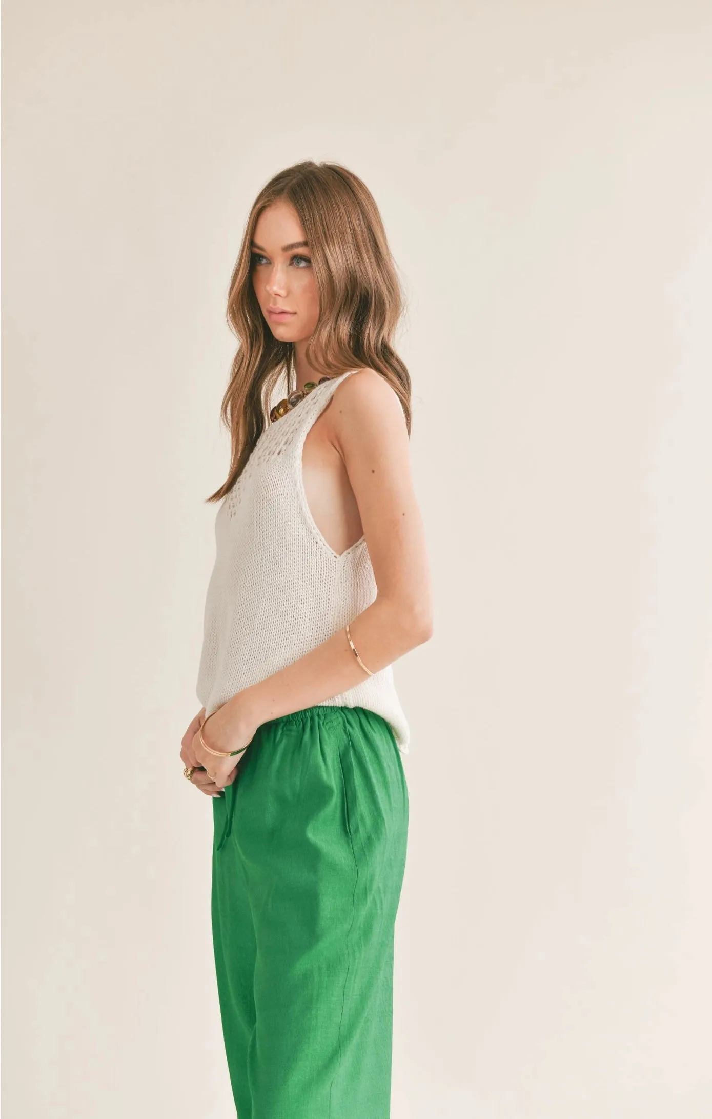 Sage the Label The Breeze Open Knit Neck Sweater Tank