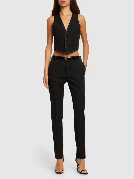 Saint Laurent   Straight wool tuxedo pants 