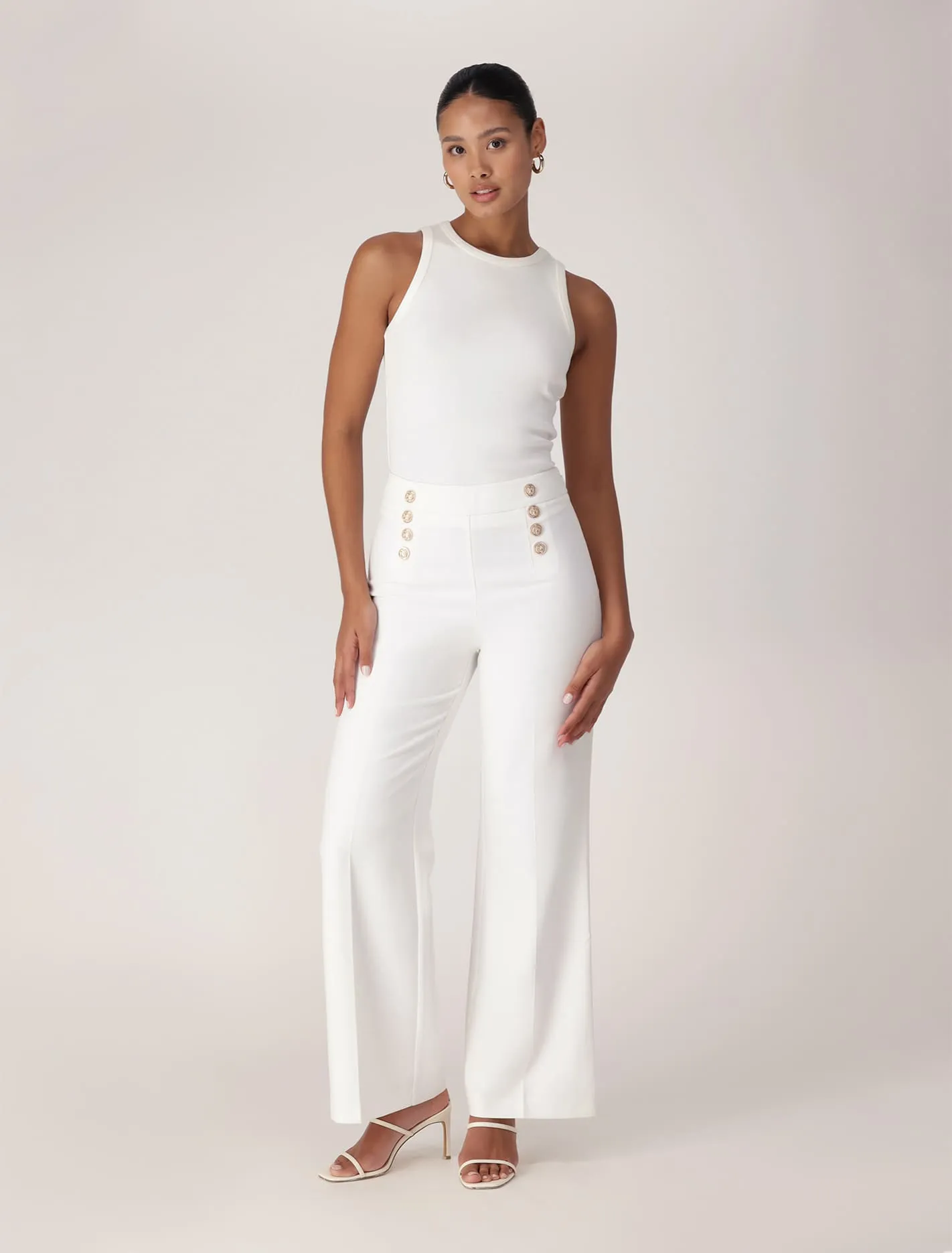 Sara Button Up Slim Flare Pants