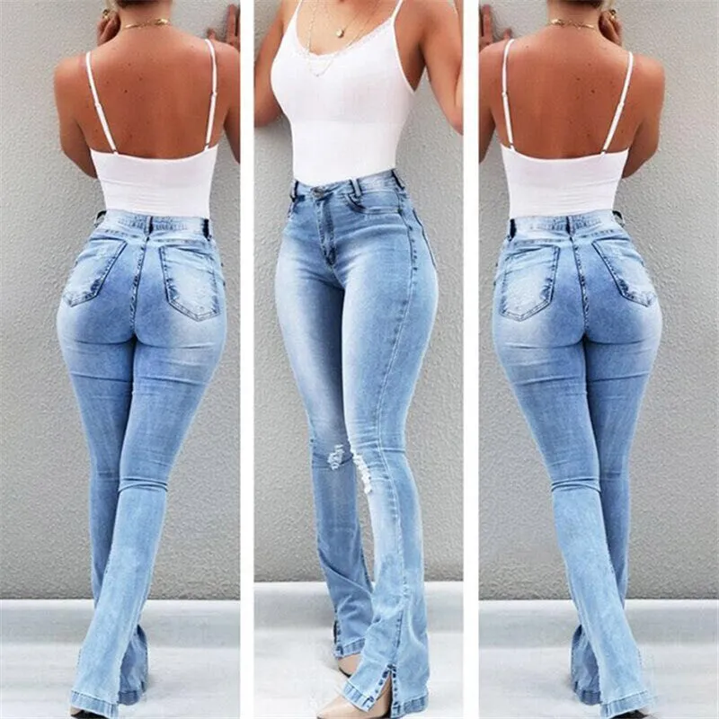 Skinny ripped flared pants - Women's Bottom