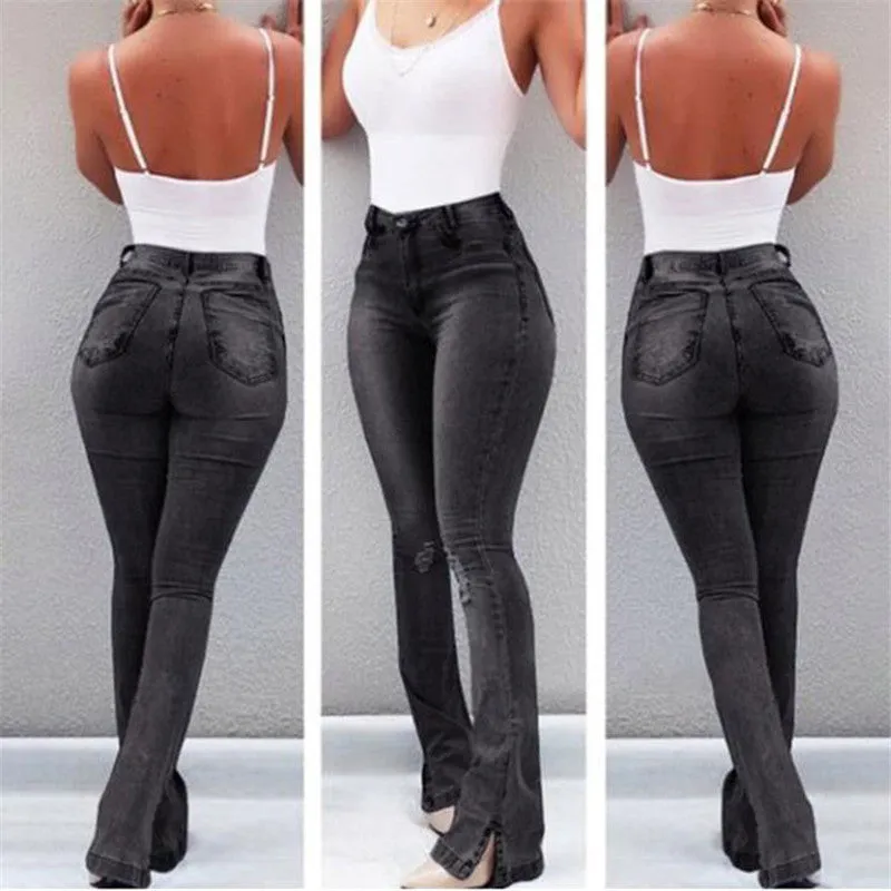 Skinny ripped flared pants - Women's Bottom