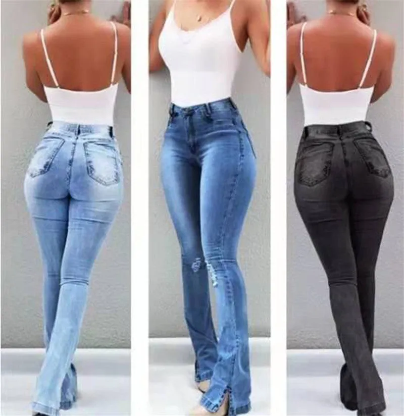 Skinny ripped flared pants - Women's Bottom