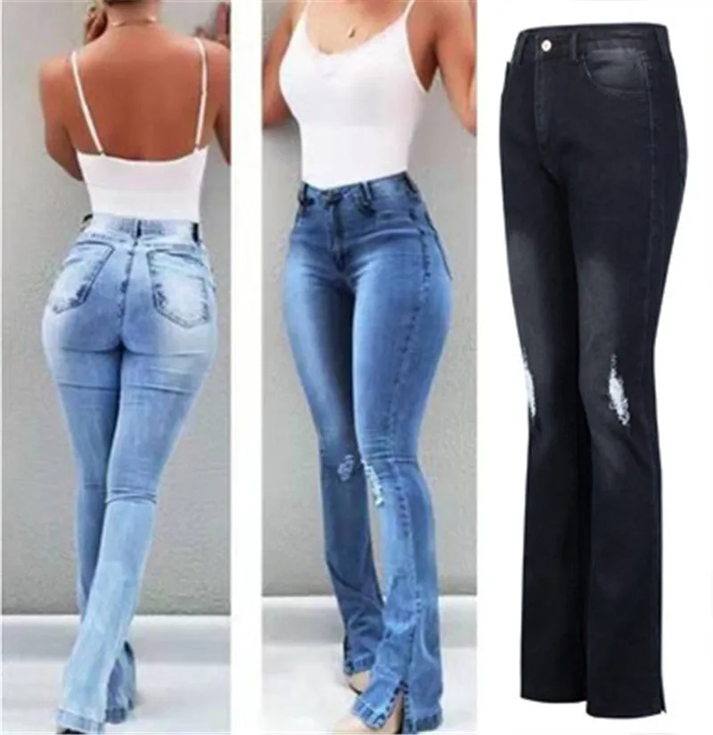 Skinny ripped flared pants - Women's Bottom