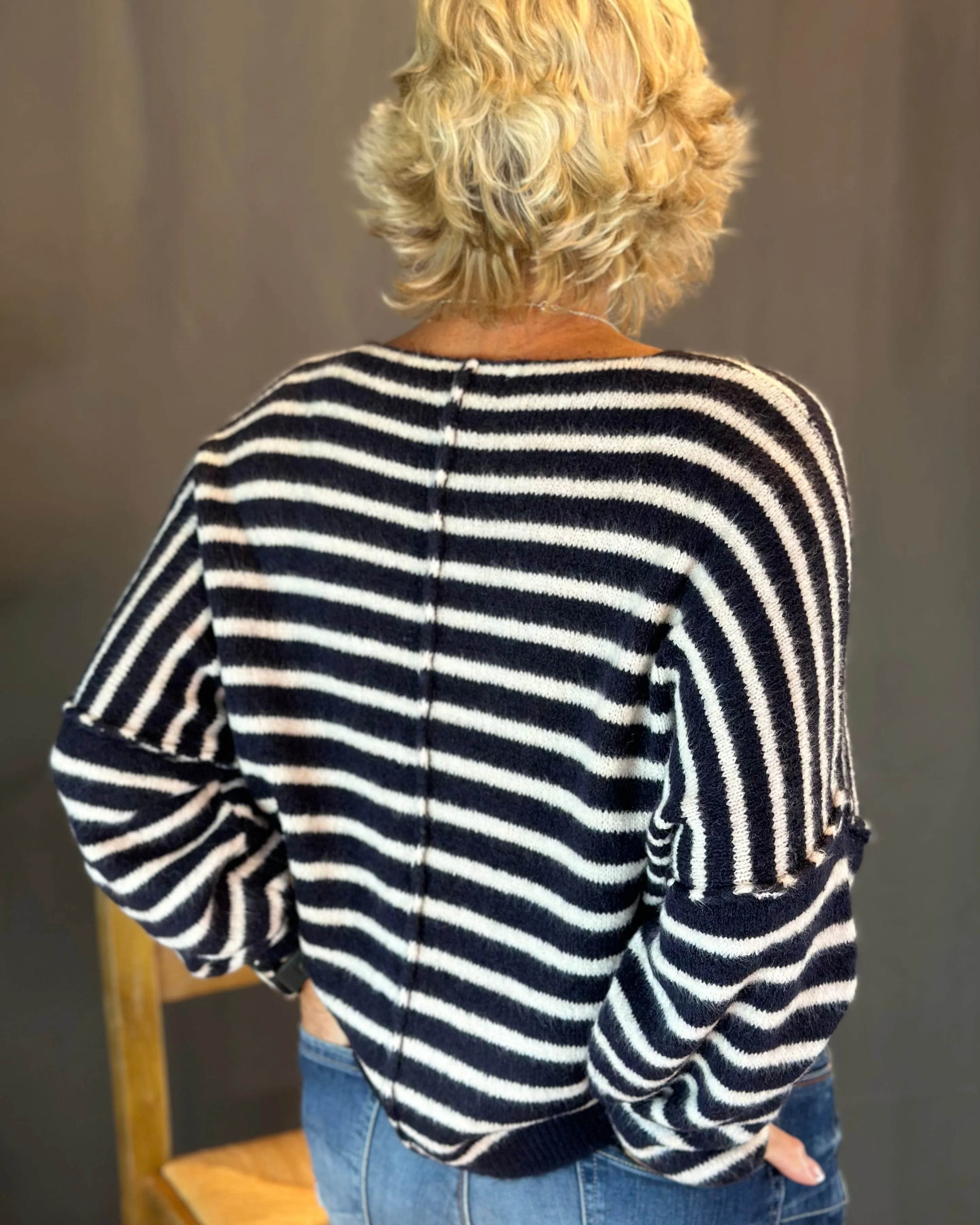 Soft Knit Striped Jumper - Black/White