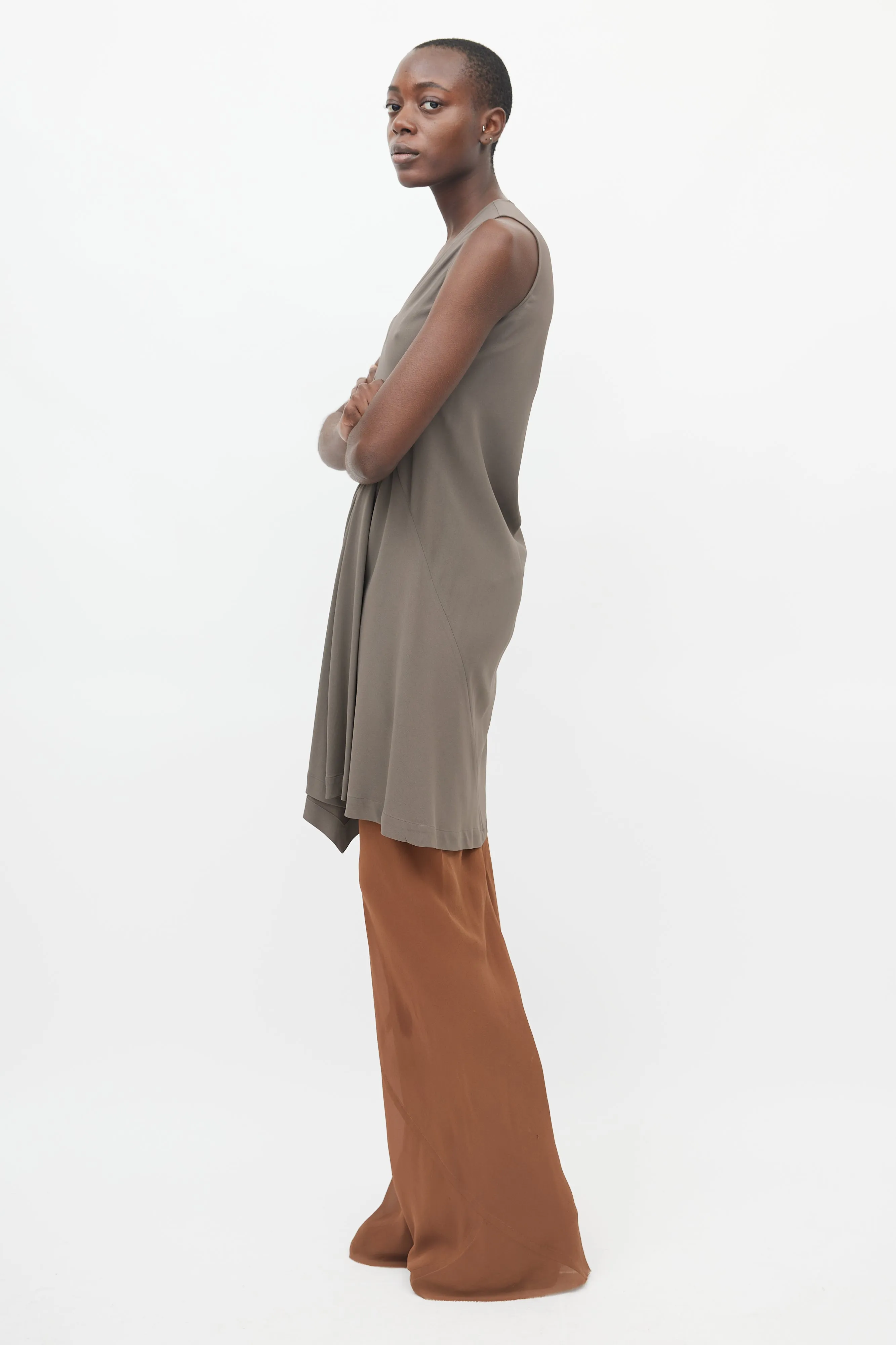 SS 2012 Taupe Asymmetrical Sleeveless Dress