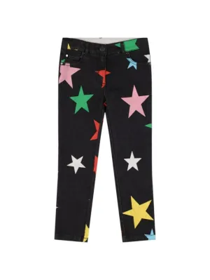 Stella McCartney Kids   Printed cotton denim pants 