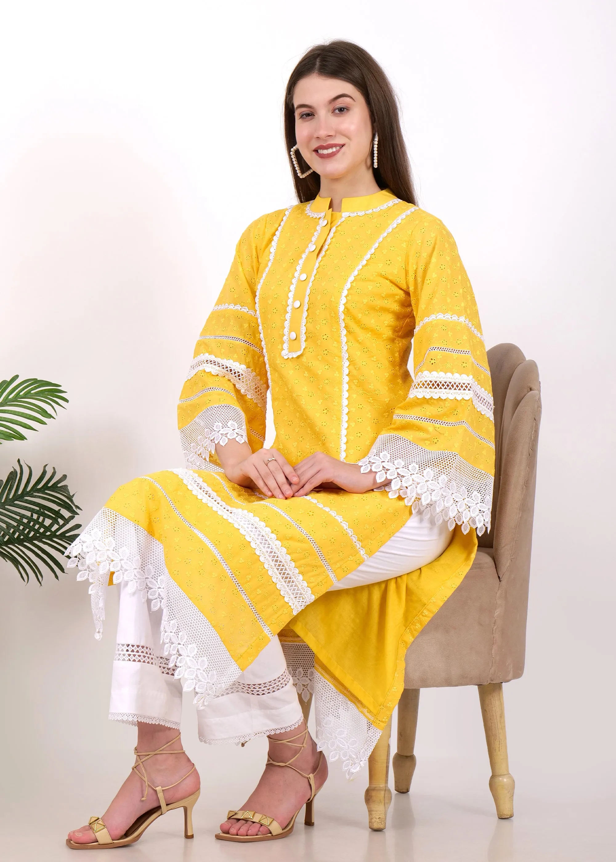 Sunshine Yellow Embroidered Kurta Set