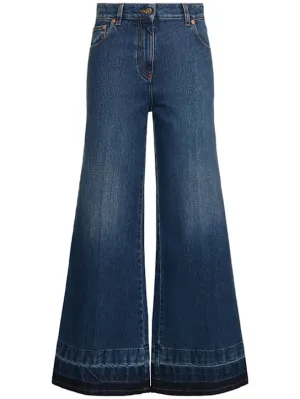 Valentino   Denim flared high rise cropped jeans 