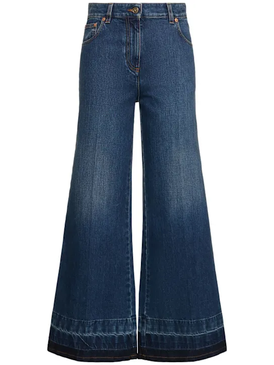 Valentino   Denim flared high rise cropped jeans 