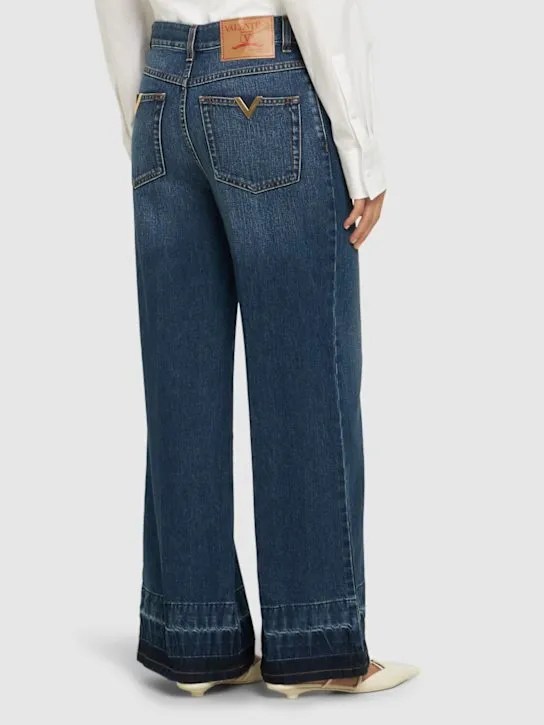 Valentino   Denim flared high rise cropped jeans 