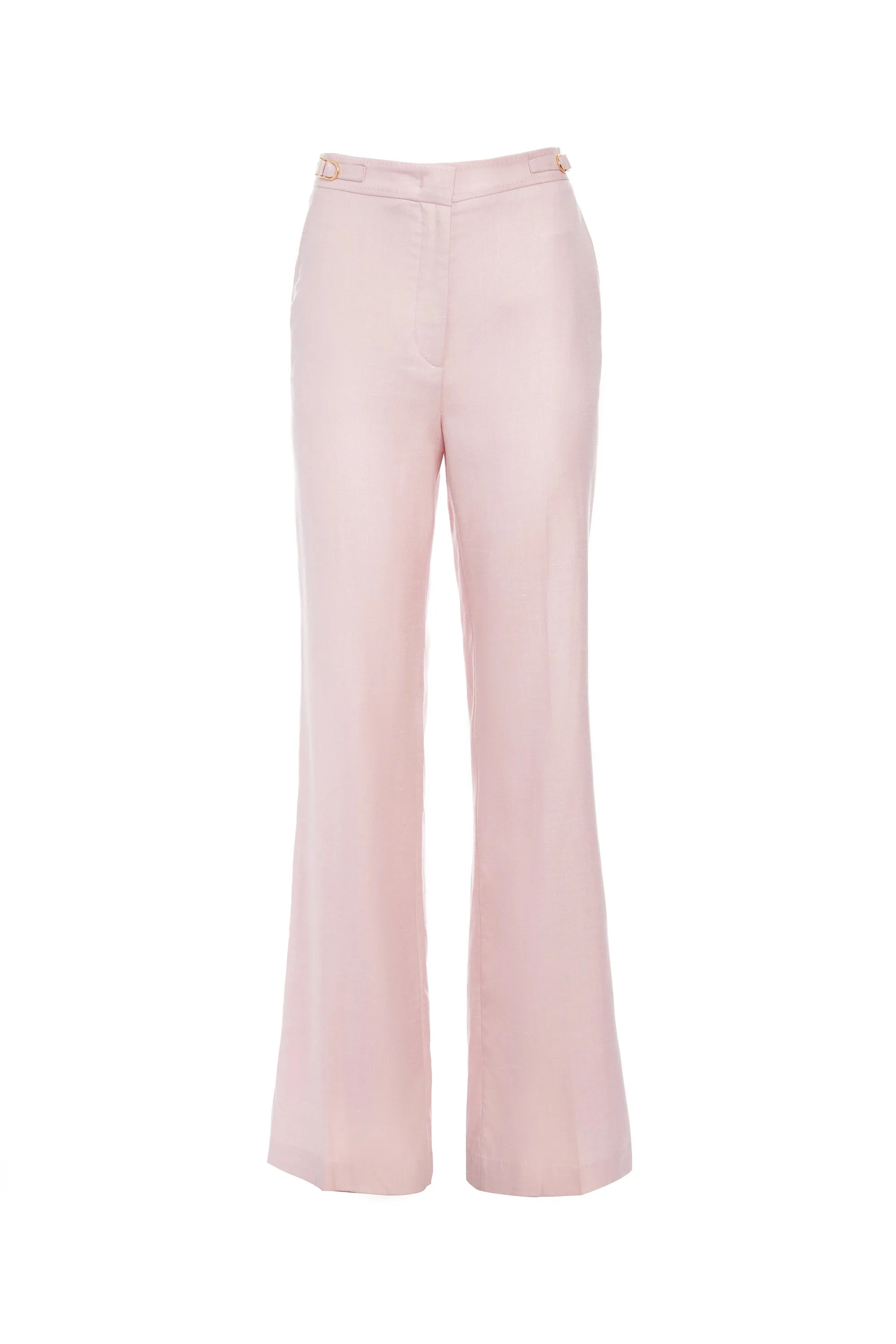 Vesta Pant in Blush Virgin Wool and Silk Linen Twill