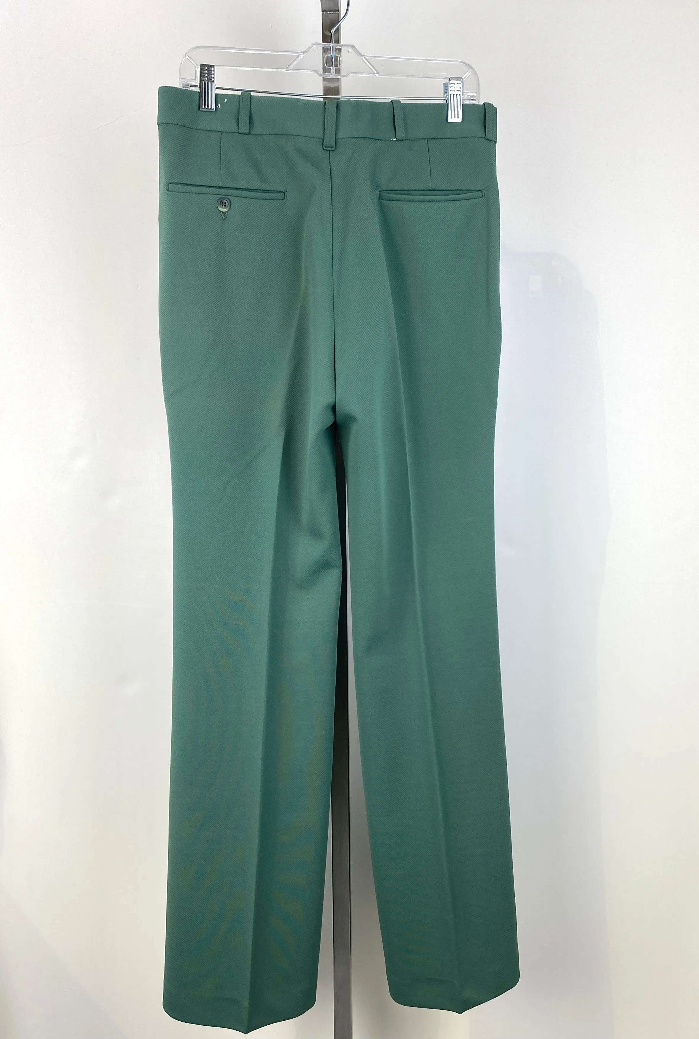 Vintage 1970s Deadstock Lee Polyester Flared Trousers, Men's Medium-Dark Green Slacks, NOS