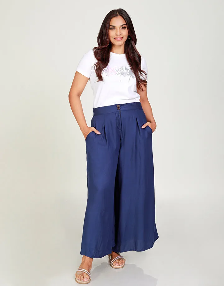 Viscose Flared Pants with Pockets