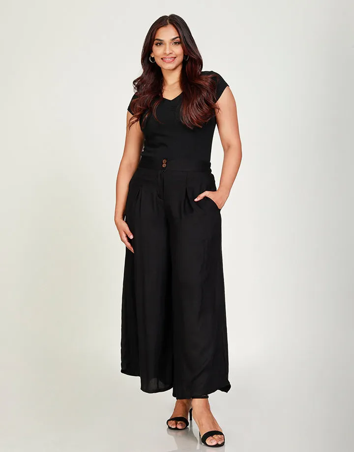 Viscose Flared Pants with Pockets