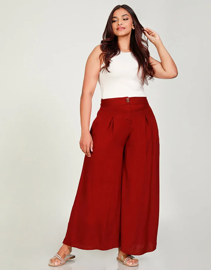 Viscose Flared Pants with Pockets