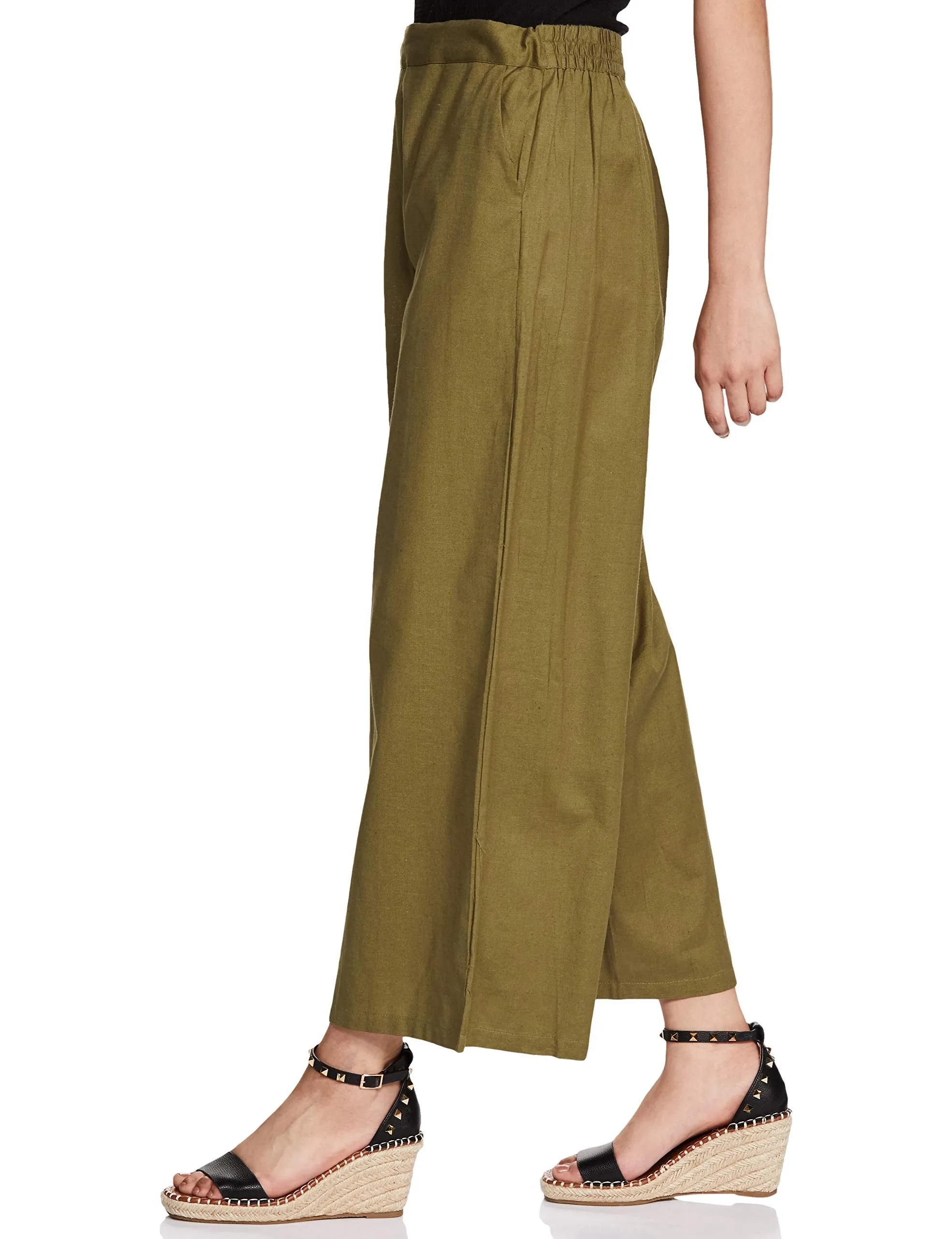 W for Woman Women's Flared Pants (19FEW60234-210719_Green_14)