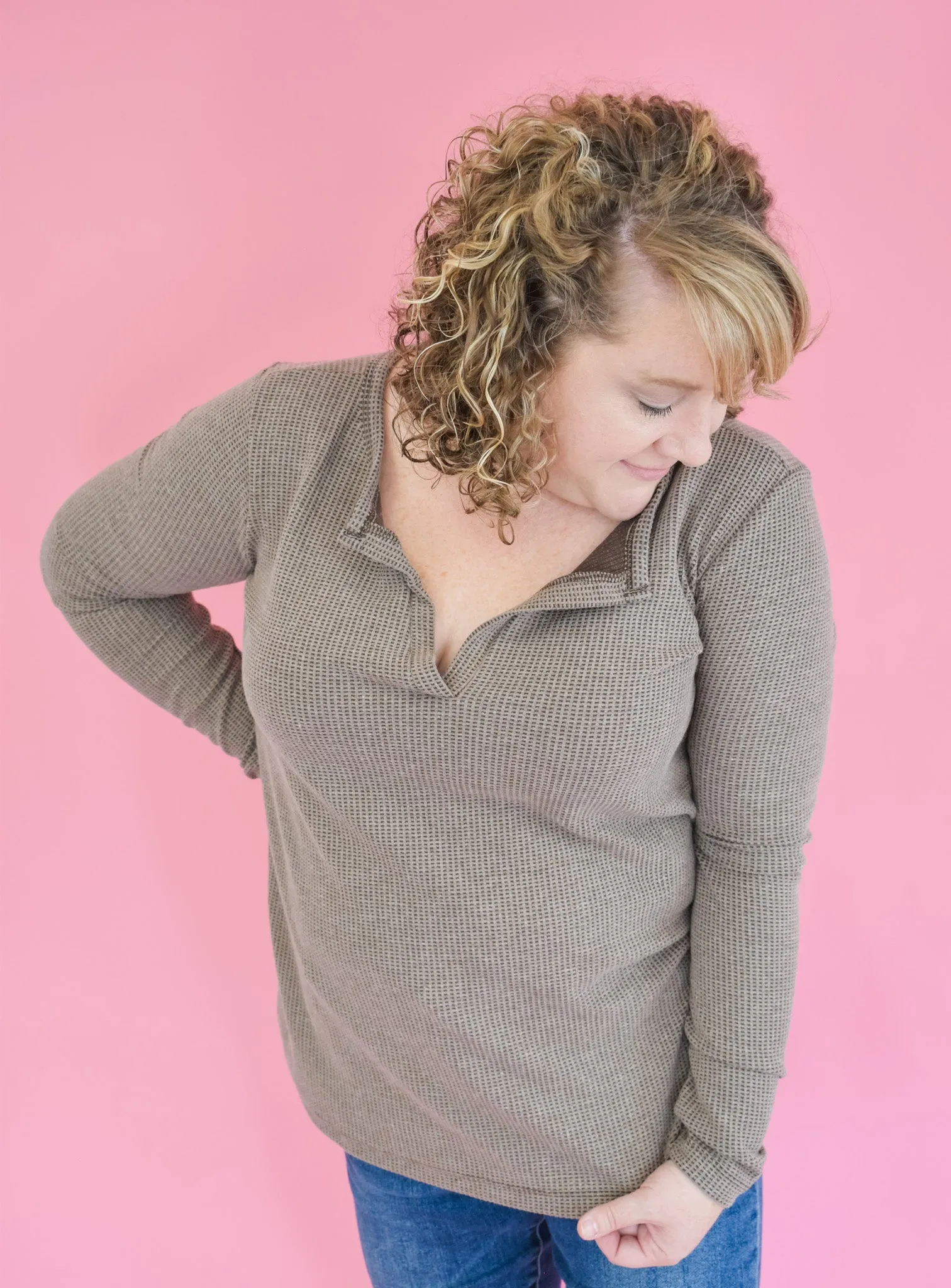 Waving Goodbye Waffle Knit Top