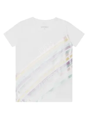 White Coloured Stripe Flared T-Shirt (2-7)