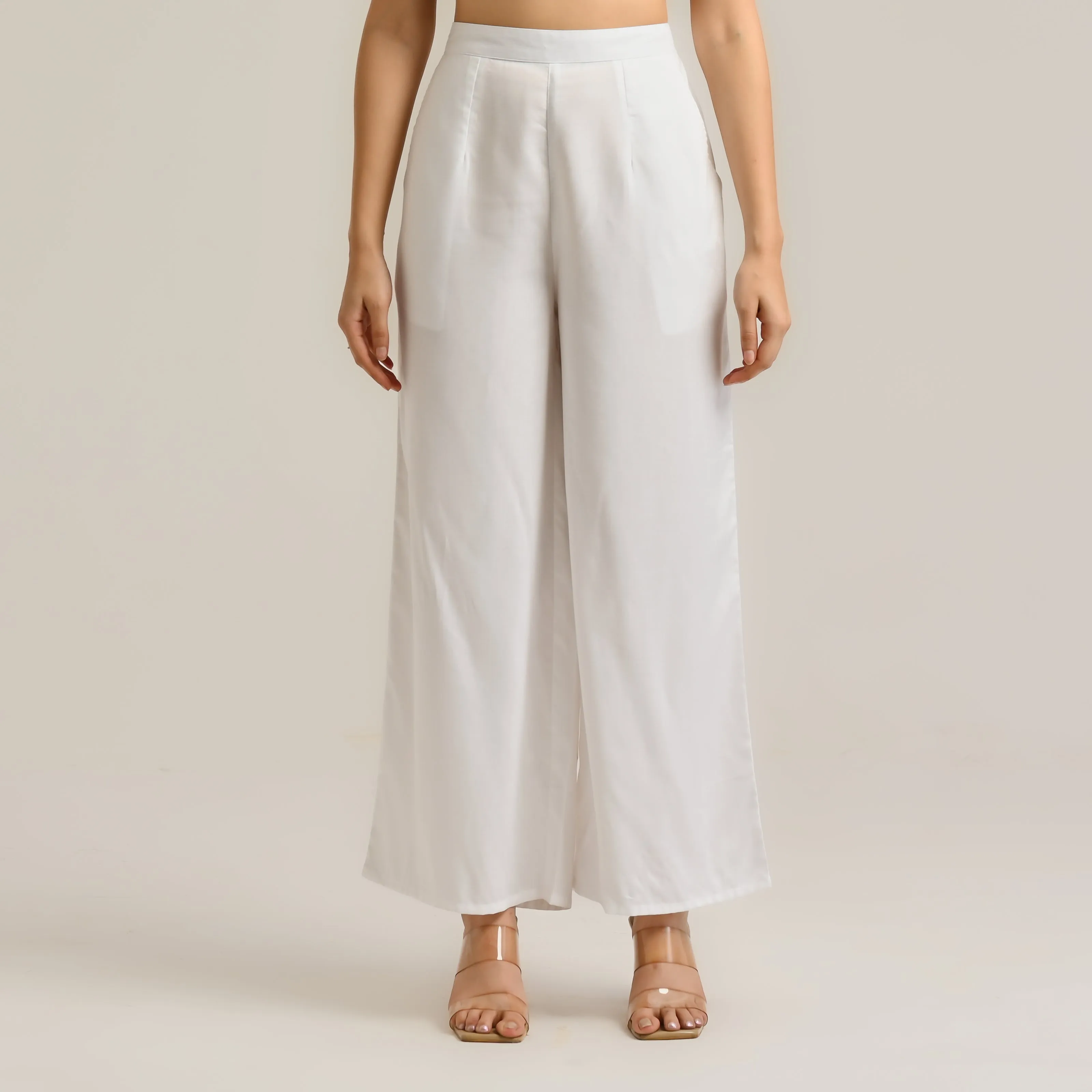 White Flared Palazzo Pants