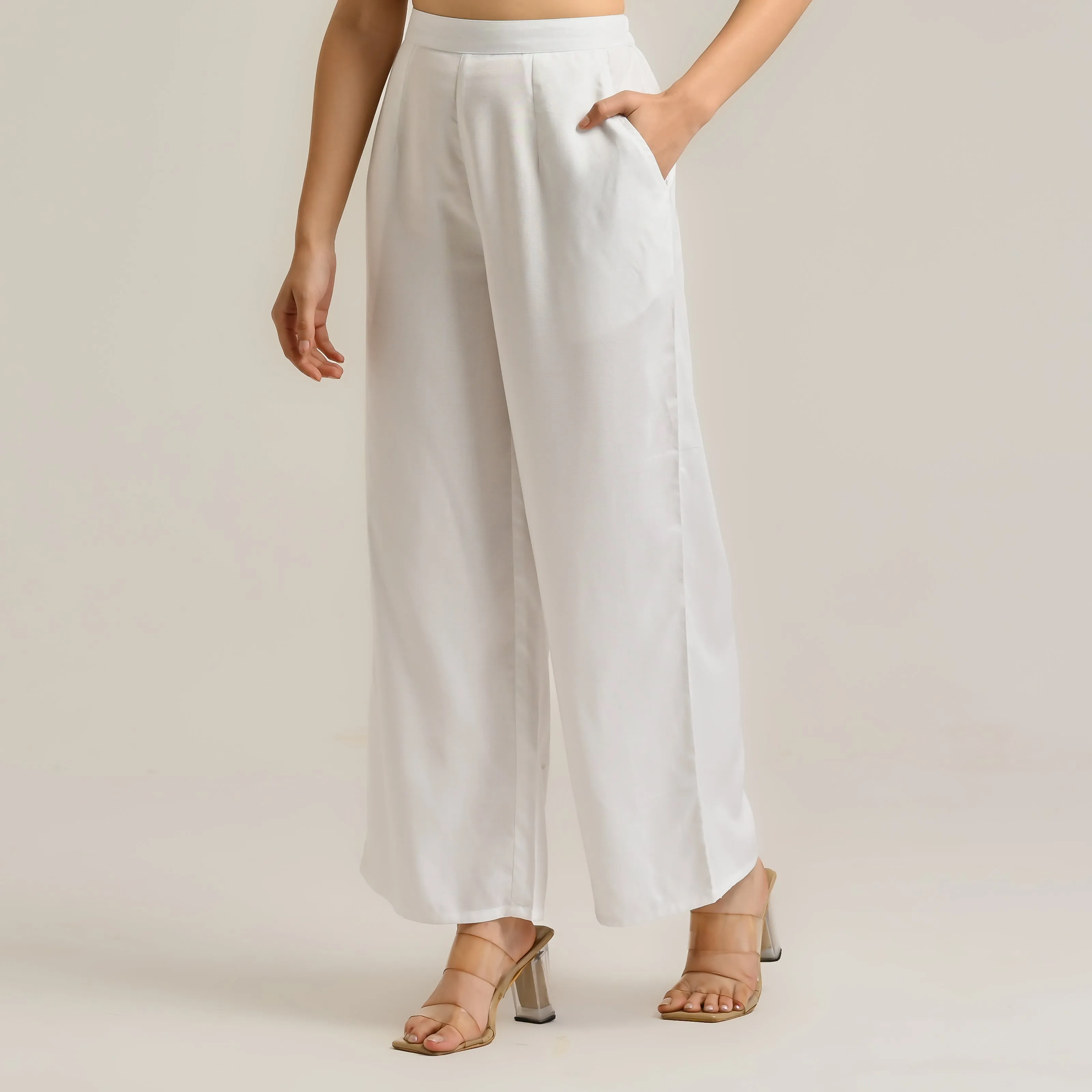 White Flared Palazzo Pants